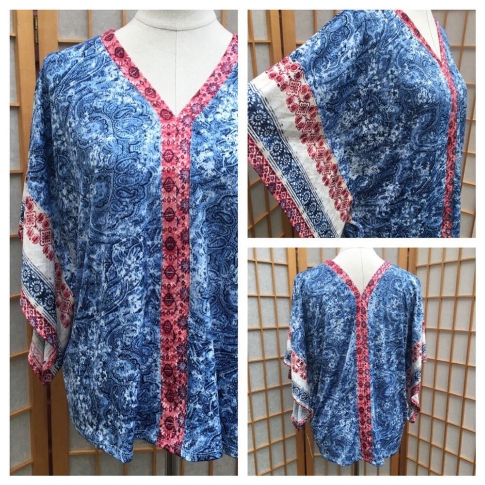 NWT Unity World Wear Print Boho Top SZ M